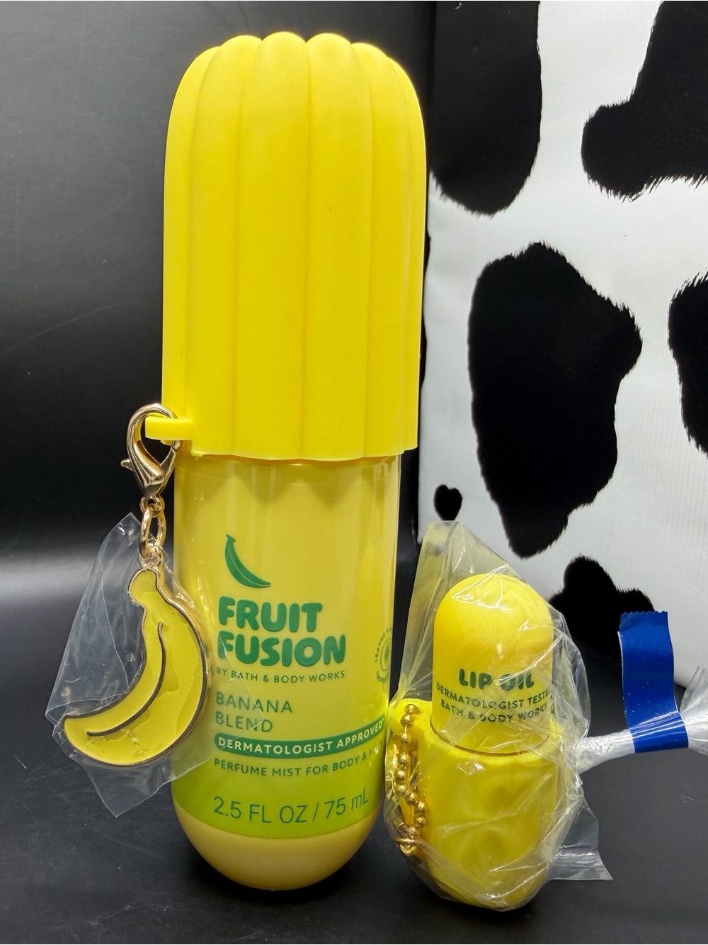 Bath & Body Works Yellow Banana Blend Body Mist & Lip Oil Set
